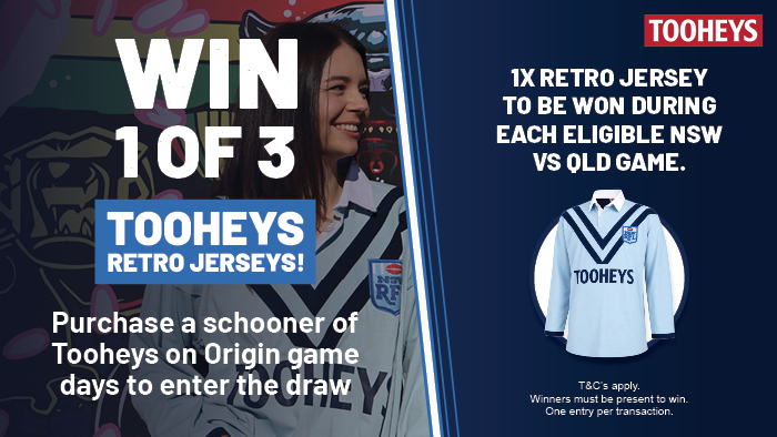 Win 1 of 3 Tooheys State of Origin Retro Jerseys